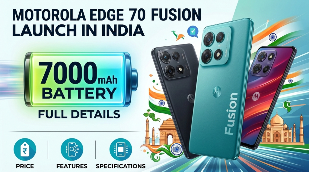 Motorola Edge 70 Fusion भारत में लॉन्च: Price, Features, Specifications और 7000mAh Battery की पूरी जानकारी