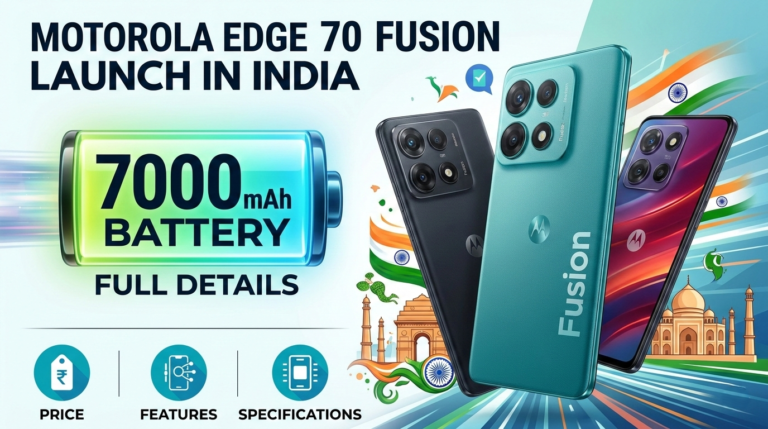 Motorola Edge 70 Fusion भारत में लॉन्च: Price, Features, Specifications और 7000mAh Battery की पूरी जानकारी